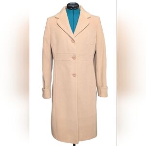 Kenneth Cole Reaction Camel Single Breasted Wool Blend Maxi Coat
